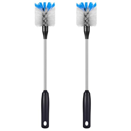 MOSOLAN Stainless Steel Bottle Brush with Replaceable Head, 2 Pack Long Handle Scrubbing Brush for Water Bottles, Glasswares, Mugs, Flasks, Tumblers, Vases, and Kitchen Sink, White, 15 in - color: White, size: 15 Inch (Pack of 2)