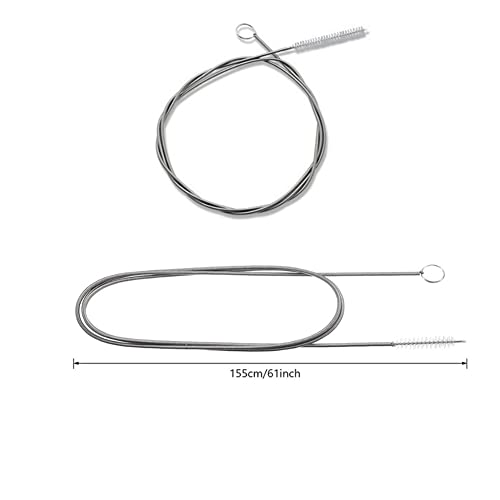 60 Inch Extra Long Flexible Tube Pipe Cleaner Brush Fridge Cleaning Tool, Stainless Steel Drain Tube Cleaning Brushes for Sink Refrigerator Kitchen（2 Pack）