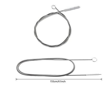 60 Inch Extra Long Flexible Tube Pipe Cleaner Brush Fridge Cleaning Tool, Stainless Steel Drain Tube Cleaning Brushes for Sink Refrigerator Kitchen（2 Pack）