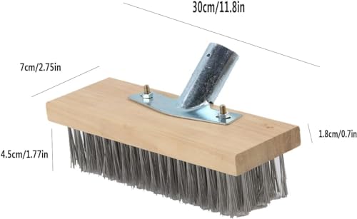 GINGER TECH Heavy Duty Wire Broom with Telescopic Aluminum Handle, 63IN, Stiff Metal Brush Deck Scrub Brush for Cleaning Moss, Grout, Garden, Garage (Green, 30CM Broom Head) - size: with 30CM Broom Head