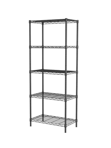 SINGAYE Shelf Wire Shelving Adjustable Storage Shelves Rack Standing Units for Kitchen Closet Laundry Bathroom Organizers Metal Pantry Narrow Mesh Gaps 12" D x 22" W x 59" H Black - color: Black, size: 5 Tier 12"Dx22"Wx59"H