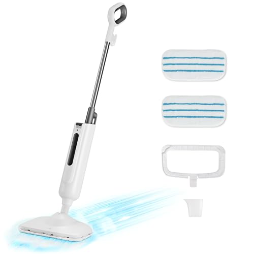 Sweetcrispy Steam Mop for Floor Cleaning,Lightweight Floor Steamer Cleaner for Hardwood/Tile/Laminate Floors Carpet, 2 Washable Pad,White and Grey - color: White and Grey, size: 43.08*7.83*11.05inch 2025 New Model