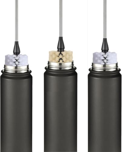 SEQ Bottle Brush Set 2 Pack – Long Handle Water Bottle Cleaning Brush with Stainless Steel Handle & Small Detail Brush, Nylon Bristles for Narrow Neck Bottles, Sports Bottles, Tumblers & Baby Bottles