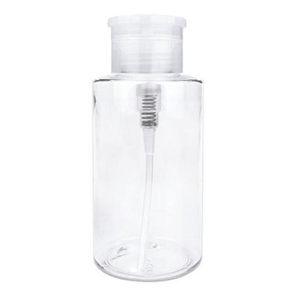10oz Clear Push Down Pump Dispenser Empty Refillerble Bottle with Flip Top Cap - for Nail Polish, Travel, Cosmetics Packaging - color: Clear, size: 10 Ounce - 1 Bottle