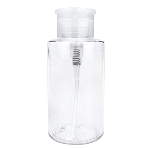 10oz Clear Push Down Pump Dispenser Empty Refillerble Bottle with Flip Top Cap - for Nail Polish, Travel, Cosmetics Packaging - color: Clear, size: 10 Ounce - 1 Bottle