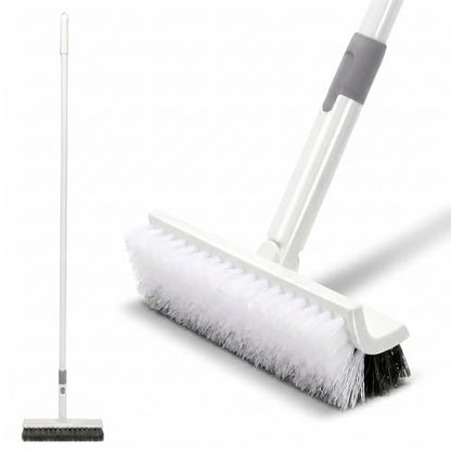 Floor Scrub Brush with Long Handle,Double-Sided V-Shaped Deck Brush,Grout Brush,Shower Floor Scrubber for Cleaning, Tile Scrub Brush with Stiff Bristles, 48"