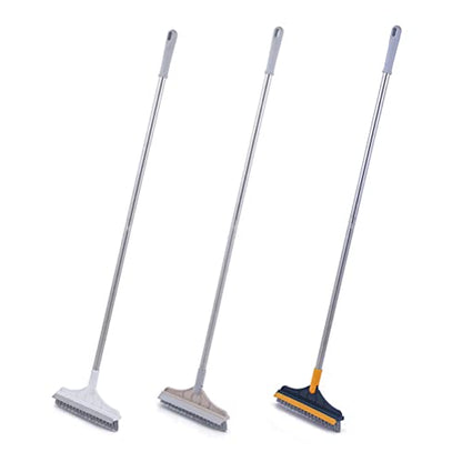 Detachable Long Handle 120 Degree Rotatable Shower Floor Scrubbing Brush for Bathroom Kitchen Home Tool (White)