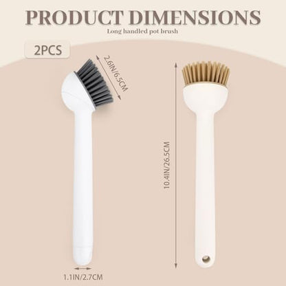 2 Pack Dish Brush with Adjustable Angle Handle, Dish Scrubber Kitchen Scrub Brush for Cleaning Dishes, Pots, Pans, Sink, Stiff Bristles Dishwashing Brush
