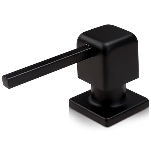 Bulit in Soap Dispenser Matte Black, Soap Dispenser for Kitchen Sink with 17 OZ Above The Sink Refillable Bottle Countertop Pump, Stainless Steel Pump Head Design - color: Matte Black-1