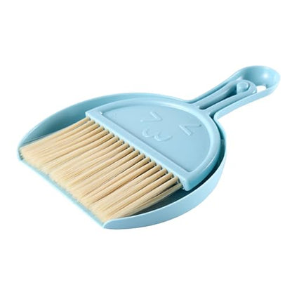 Mini Broom Dustpan Set Plastic Handheld Brush Smile Face Design for Tabletop Office Keyboard Dust Blue, Soft Keys, 90g Lightweight Portable for Desktop Home Car - color: Blue