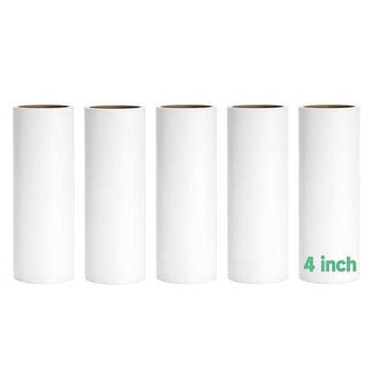 5 Pack 4 Inch Lint Roller Refills, 60 Sheets Per Roll - 300 Total Sheets | Sticky Adhesive Lint & Pet Hair Remover for Clothes, Furniture, Car Seats & Bedding (5, 4 Inch) - size: 4 Inch