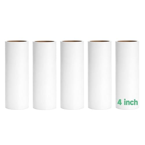 5 Pack 4 Inch Lint Roller Refills, 60 Sheets Per Roll - 300 Total Sheets | Sticky Adhesive Lint & Pet Hair Remover for Clothes, Furniture, Car Seats & Bedding (5, 4 Inch) - size: 4 Inch