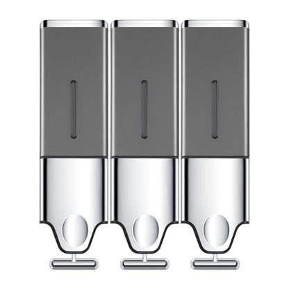 EHORIA 3-in-1 Quadrate Dispensers for The Shower,Shower soap Dispenser,Conditioner Dispenser, Shampoo Dispenser,No Drilled Wall Mounted Distributor,Hotel,Bathroom,Home - color: Triple, Grey