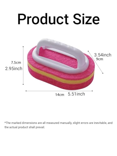Ergonomic Long Handle Sponge Brush Set Durable Scouring 3 Pack Pad Shower Scrubber for Bathroom Bathtub Tile Grout Kitchen Sink Pot Cleaning Tool Non Scratch Heavy Duty Wand (Hot Pink) - color: Hot Pink
