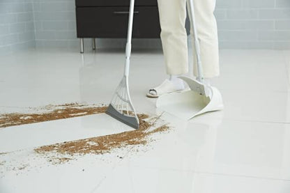Broombi and Dustpan Set - All-Surface Silicone Broom & Squeegee for Indoor Cleaning - Sweeps Glass, Dust, Removes Pet Hair, Liquids - Smooth Floors, Rugs, Windows - One-Click Smart Dustpan (Grey) - color: Gray