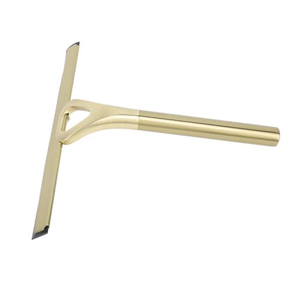 Asixxsix Glass Wiper, 304 Stainless Steel Shower Squeegee with Silicone Vane/Wing for Bathroom Windows Mirrors and Glass Surfaces (Gold) - size: Gold