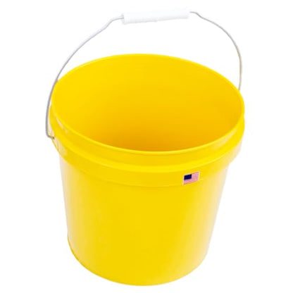 2 Gallon Bucket with Handle Food Grade Safe BPA Free Yellow Polyethylene Plastic HDPE Heavy Duty Thickened Pail Storage Container FDA Compliance Multi Use All Purposes Premium Quality Buckets
