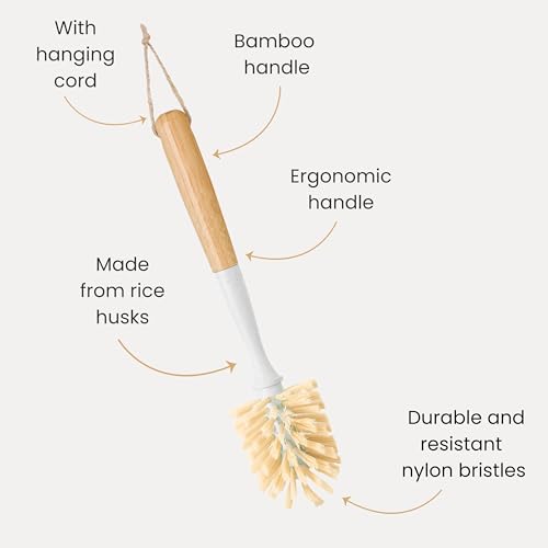 Vigar Zeroline 10.2" Bamboo Bottle Brush With Long Handle - Water Bottle Brush for Glassware, Tumblers, Jars and Vases, Kitchen Dish Scrubber, Wooden Bottle Cleaner, Dish Brush for Sink, Kitchen Brush - size: 10.2-Inches