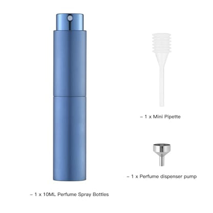 Tekson 10ml Travel Perfume Atomizer Refillable, Mini Cologne Spray Bottle Empty, Small Coffee Spray Bottle (Blue) - color: blue