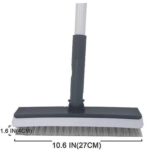 Stiff Bristles Broom,Tub Tile Broom Brush,Push Broom for Shower Cleaning,Patio, Kitchen,Garage,Indoor Outdoor Cleaning Brush,Stainless Steel Long Handle - color: Small Broom