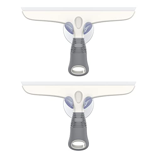 MR.SIGA Multi-Purpose Silicon Squeegee for Window, Glass, Shower Door, Car Windshield, Heavy Duty Window Scrubber, Includes Suction Hook, 10 inch, White & Gray, 2 Pack - color: White & Gray, size: 10 inch (Pack of 2)