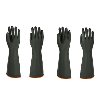 North Tower Heavy-Duty Latex Chemical Resistant Gloves - Reusable Long Rubber Dishwashing Gloves with Forearm Protection for Men - Waterproof, Industrial Safety Gear,18“，2 Pair - size: 18”（2 pair）