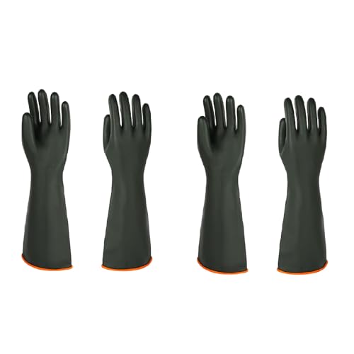 Heavy Latex Chemical Resistant Gloves - Reusable Long Rubber Dishwashing Gloves with Forearm Protection for Men - Waterproof, Industrial Safety Gear, Acid & Alkali Resistant, Oil-Proof，22“,2 Pair - size: 22”（2 pair）