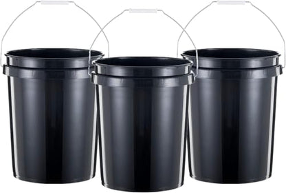 United Solutions 5 Gallon Bucket Heavy Duty Plastic Bucket Comfortable Handle Easy to Clean Perfect for on The Job Home Improvement or Household Cleaning; Black , 3 Count - color: Black