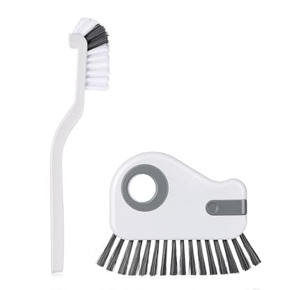 2Pcs 2 in 1 Groove Cleaning Brush Window Track Cleaning Tool Kitchen Scrub Brush Right Angle Scrub Brushes Multifunction Crevice Brushes with Hidden Scraper for Sliding Door Track Small Space Sink