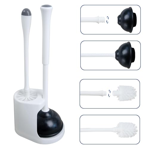 CELOX Toilet Brush and Plunger Set, Toilet Bowl Brush and Holder, Toilet Brush and Holder Set, Bright-White - color: Bright-white