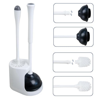 CELOX Toilet Brush and Plunger Set, Toilet Bowl Brush and Holder, Toilet Brush and Holder Set, Bright-White - color: Bright-white