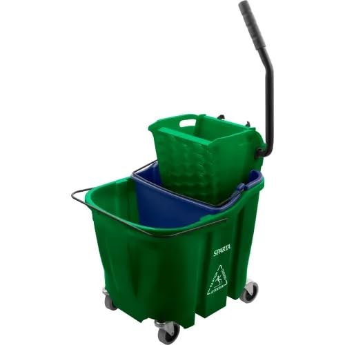 Sparta 35-Quart Commercial Mop Bucket with Side Press Wringer, Anti-Splash Design & Soiled Water Insert – Heavy-Duty Janitorial Cleaning Equipment (Green) - color: Green