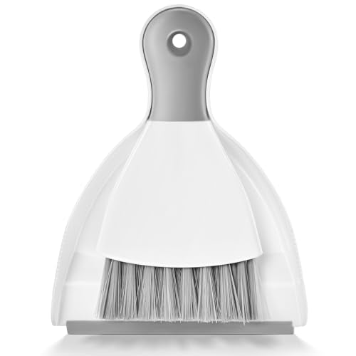 SUBEKYU Mini Hand Broom and Dustpan Set, Small Dustpan and Brush Set, Handheld Dust Pan, 1PCS - color: Mini White