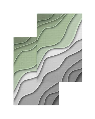 Modern Abstract Hand Towels Set,Waffle Weave Kitchen Towels 2 Pieces,Microfiber Hair Face Bath Tea Towel Absorbent Quick Drying Cleaning Dish Cloths,Ombre Sage Green Geometric Line 15.7"x23.6" - color: Sage Green, size: 2PCS,15.7"x23.6"