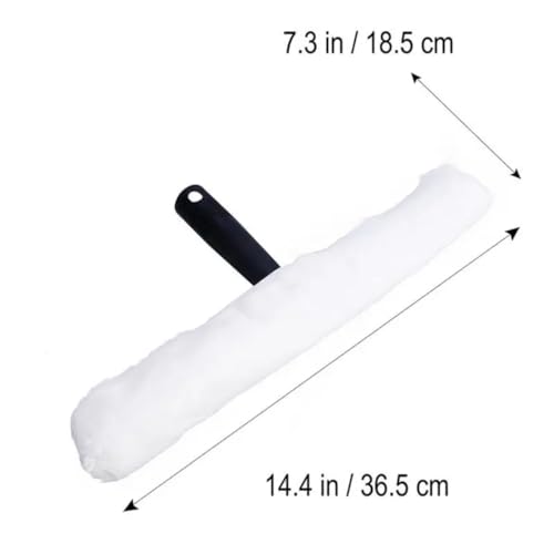 Professional Window Cleaning Combo - Squeegee Microfiber Window Scrubber Tool with Handshake T Handle, 5 Replacement Cloths - 14.4 Inch Window Washing Squeegee