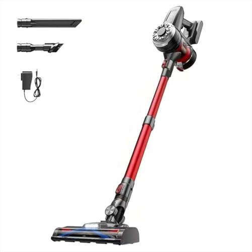 Hearten Cordless Stick Vacuum Cleaner 350W/30Kpa 40 Mins Runtime, Lightweight Anti-Tangle Vacuum Cleaner for Home Pet Hair Carpet Hardwood Floor (RED)