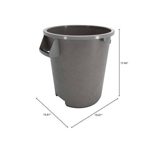 SPARTA Bronco Waste Container Trash Container, Round Trash Bin for Disposal, 10 Gallons, Gray - color: Gray, size: 10 Gallons, (Pack of 1)