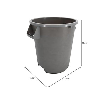 SPARTA Bronco Waste Container Trash Container, Round Trash Bin for Disposal, 10 Gallons, Gray - color: Gray, size: 10 Gallons, (Pack of 1)