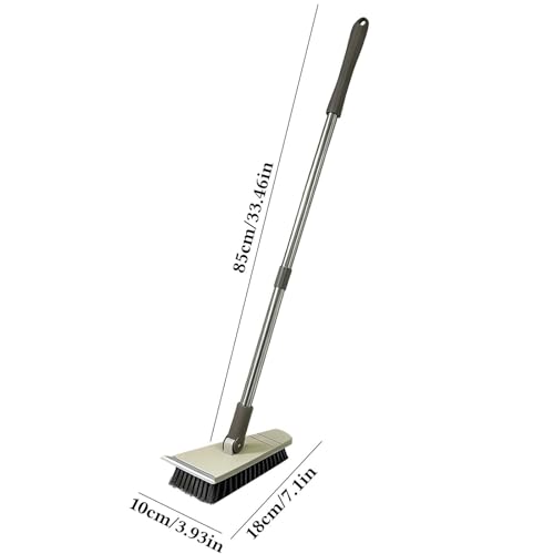 Tub Tile Scrubber Brush 2 in 1 Cleaning Brush 33.46 Inch, Adjustable Telescopic Pole Stiff Bristles Scouring Pads for Cleaning Bathroom Kitchen Toilet Wall Tub Tile Sink Non Scratch (Khaki) - color: Khaki
