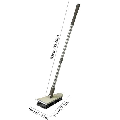 Tub Tile Scrubber Brush 2 in 1 Cleaning Brush 33.46 Inch, Adjustable Telescopic Pole Stiff Bristles Scouring Pads for Cleaning Bathroom Kitchen Toilet Wall Tub Tile Sink Non Scratch (Khaki) - color: Khaki