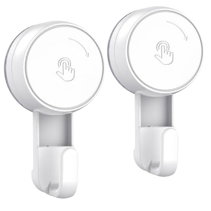 LUXEAR Heavy Duty Waterproof Shower Hooks 2 Pack - Suction Hook, No Drill Damage-Free Removable Reusable Wall Hooks for Bathroom Kitchen Towel Bathrobe Loofah Shower Hooks (Max Load 11LB/5KG) - size: 2 Pack Single