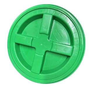 House Naturals Plastic Food Grade Made in USA Bucket with lid, Large 7 Gallon Container Comes with Screw On Lid (1, Yellow with Green lid) - color: Yellow With Green Lid