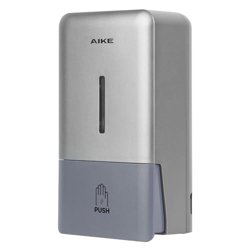 AIKE Wall Mount Liquid Soap Dispenser for Commercial Bathroom 27oz Large Capacity Manual Push Pump Silver - color: Silver