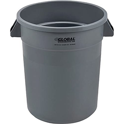 Global Industrial Commercial Round Trash Can, 20 Gallon Capacity, Plastic Garbage Can, Indoor and Outdoor Utility Trash Can, Gray, 19" W x 22-1/2"H, No Lid - color: Gray
