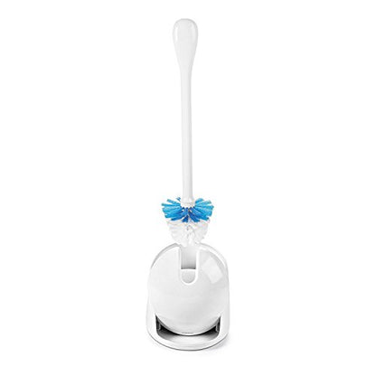 OXO Good Grips Compact Toilet Brush & Canister, Toilet Bowl Brush and Holder with Automatic Canister Door, Bathroom and Small Spaces Cleaning Supplies Essential - color: White, size: 1 Count (Pack of 1)