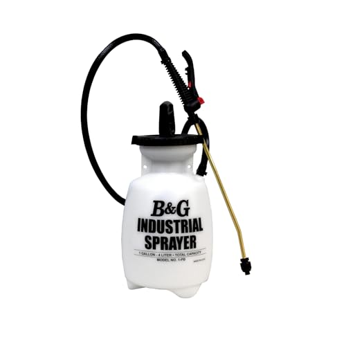 B&G PB Industrial Heavy-Duty Sprayer – 1 Gallon – Chemical Resistant Sprayer with Brass Extension & Viton Seals – Professional Janitorial & Sanitation Grade