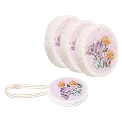 uxcell 6Pcs Cellulose Sponges, Round Kitchen Clean Sponges Non-Scratch Compressed Dish Scrubber with Floral Pattern for Kitchen Household Cookware Bathroom Cleaning & DIY, Purple - color: Purple