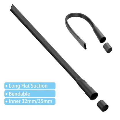 Vacuum Crevice Tool, Long Flat Nozzle Attachment with Slim Dust Brush, Universal Fit Vacuum Accessory for Tight Gaps, Baseboards, Corners & Car Detailing