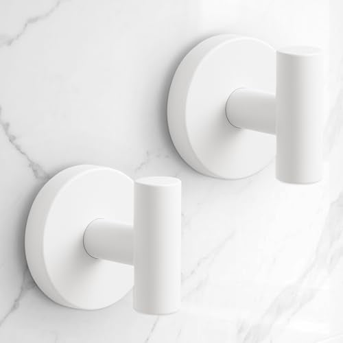 Heavy Duty Suction Cup Hooks for Glass Window,Tile,Mirror,Removable Shower Hooks for Inside Shower,Metal Towel Hooks for Bathroom,2 Pack(White) - color: White, size: 2 Pack