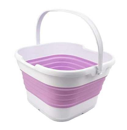 SAMMART 9.5L (2.5 Gallon) Collapsible Rectangular Handy Bucket (White/Pale Purple) - color: White/Pale Purple